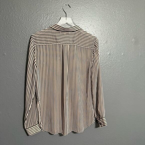LOFT Ann Taylor Sheer Striped Button Down Blouse Size M - Picture 2 of 4